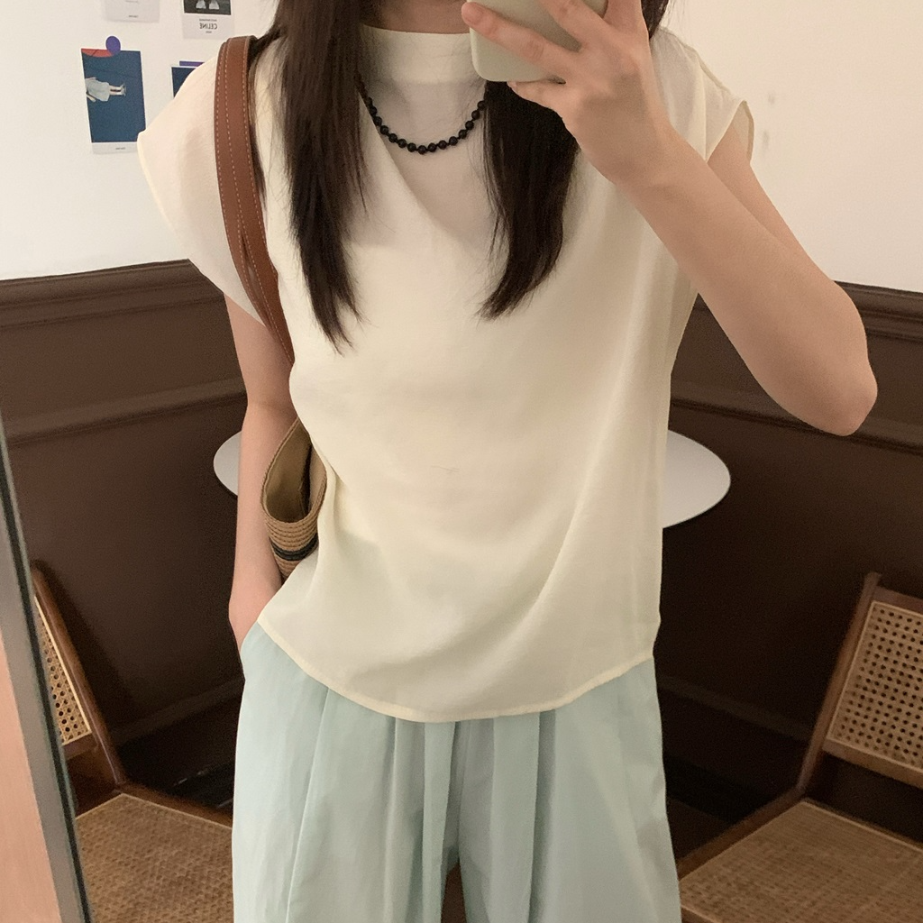 【Niche Young】白茶晚风 夏季小众宽松设计感圆领小衫 CX10382