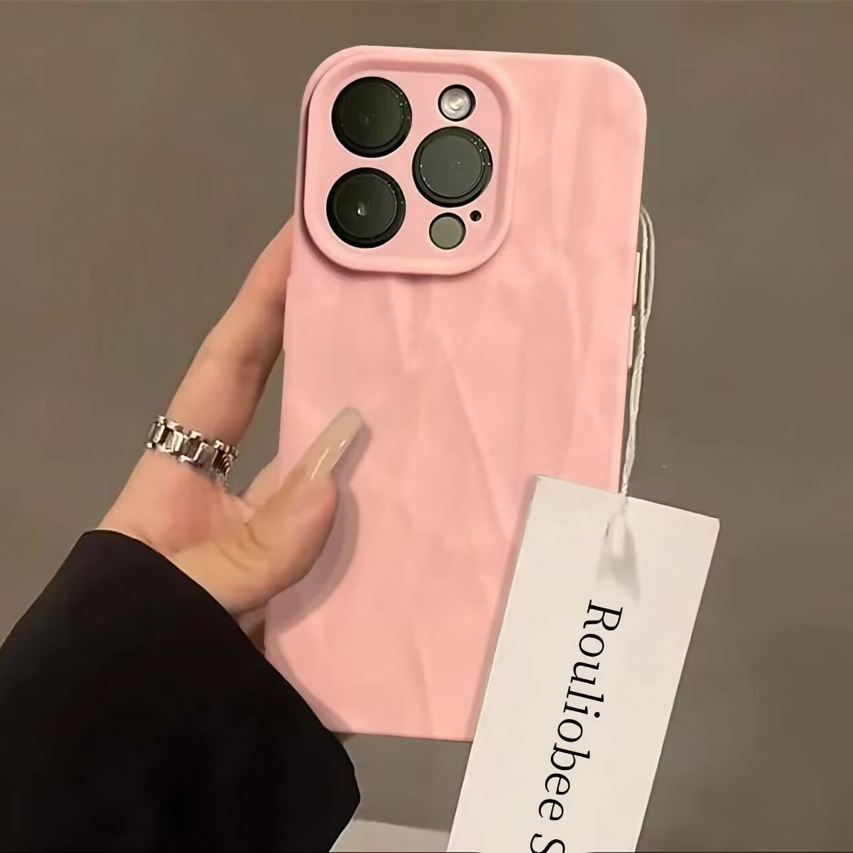 高级褶皱粉iPhone15手机壳苹果14promax小众百搭13全包12男女11xr