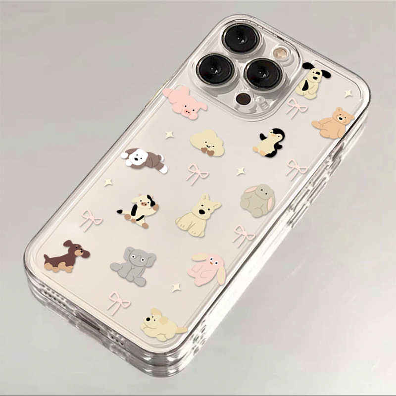 可爱蝴蝶结小动物iPhone15手机壳苹果14/13promax卡通12/11小众xr