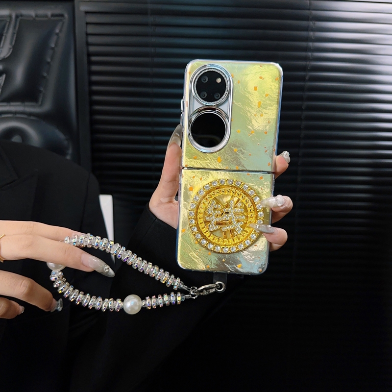 适用华为p50pocket手机壳新款pockets套pocket2轻奢發财转盘女款p