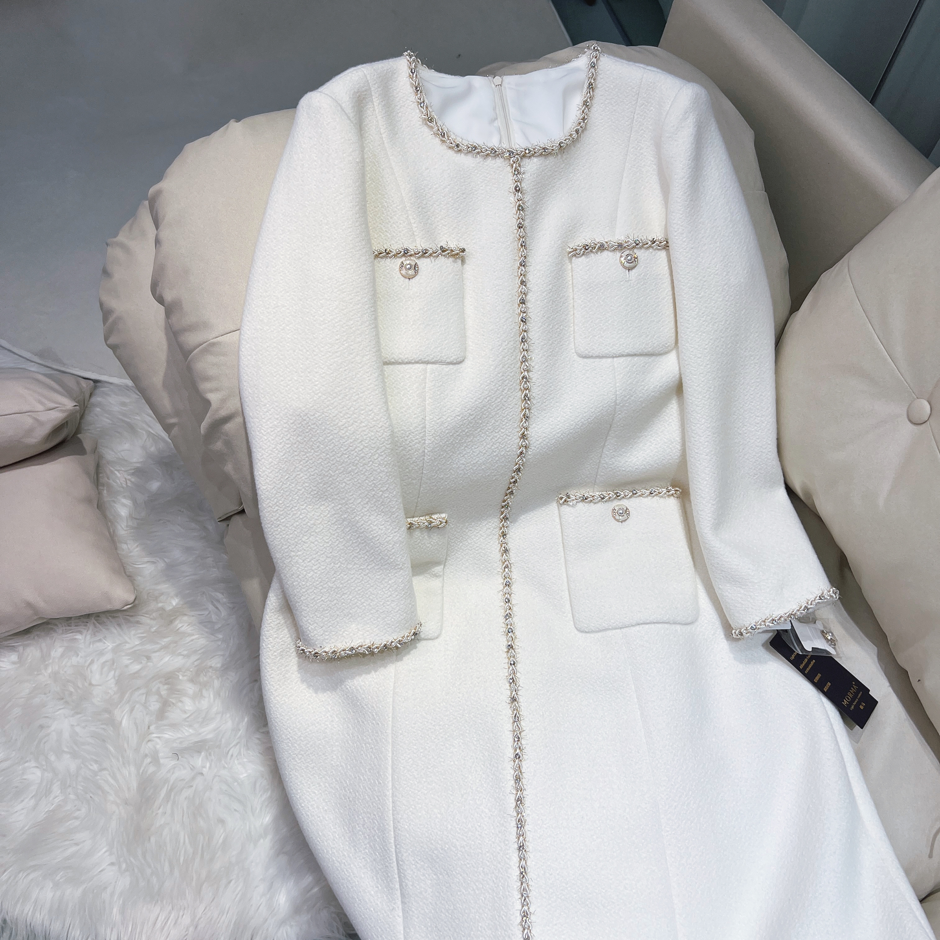 小香风连衣裙 秋冬大长裙 30681