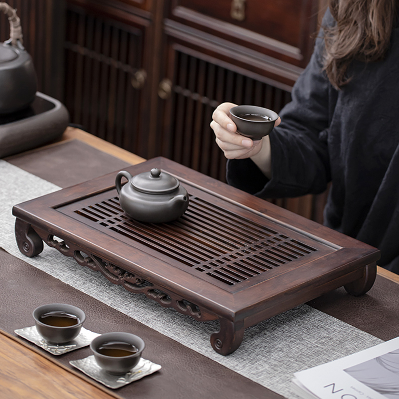 茶盘40*28茶味人生抽屉式排储两用竹制新中式茶托盘沥水泡茶盘