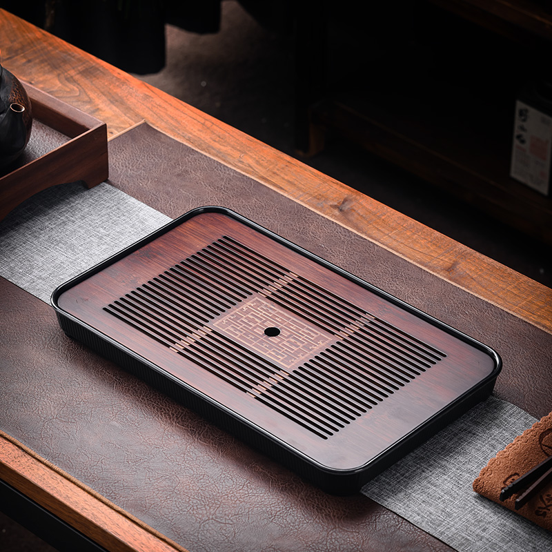 茶盘长方形一品轻奢新中式陶瓷干泡台茶盘家用简约沥水茶托盘桌面