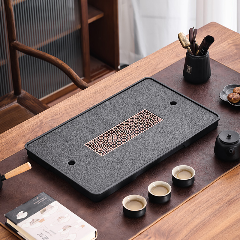 仿乌金石茶盘50*30家用简约两用茶托盘轻奢泡台人造石不发霉实用