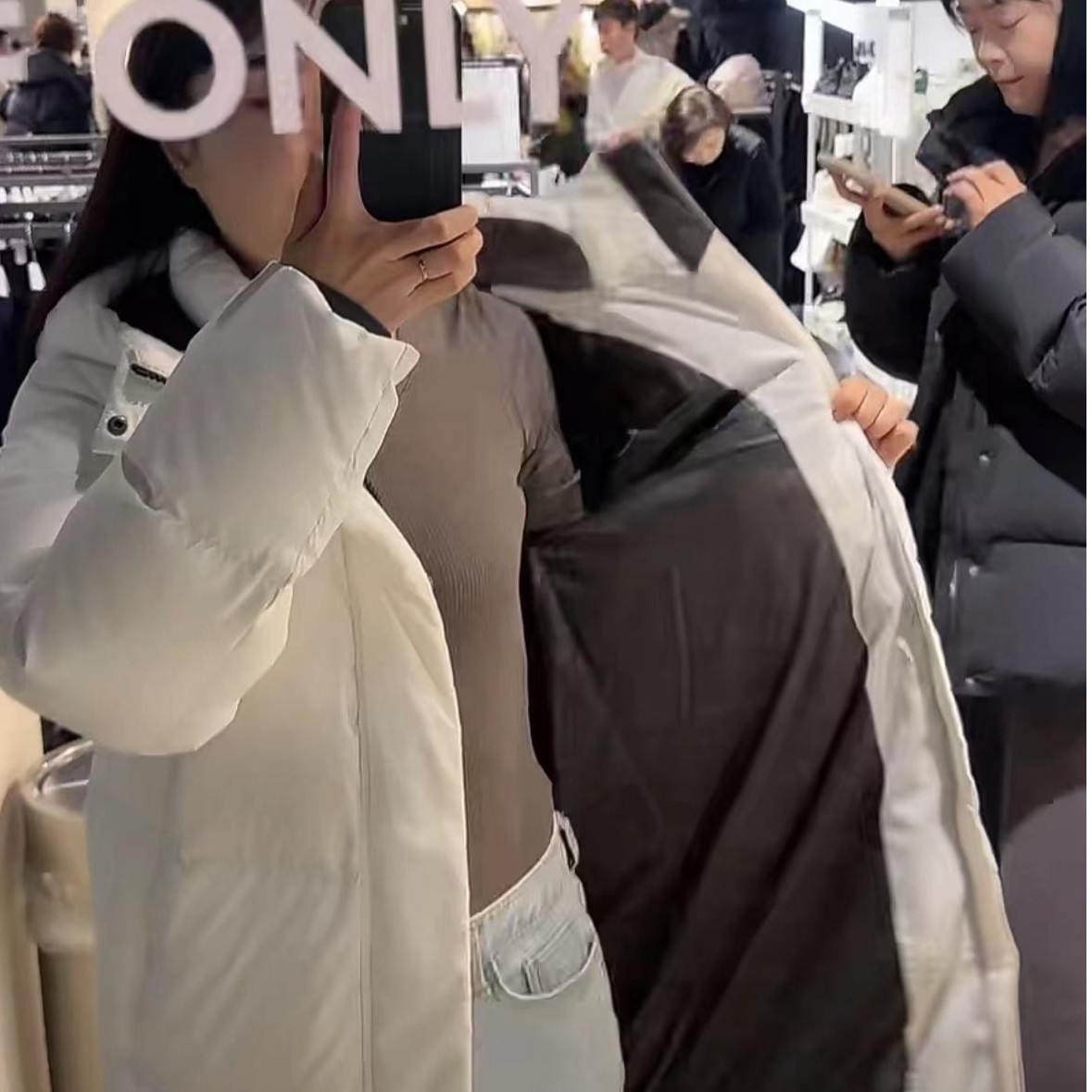 DJE4103（以直播间为准）韩国正品代购白色鹅绒中长款