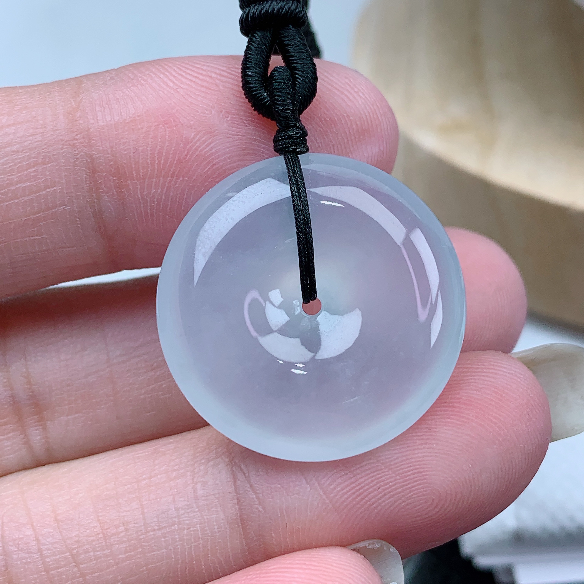 缅甸天然A货翡翠 冰平安扣 尺寸23.2-6.1