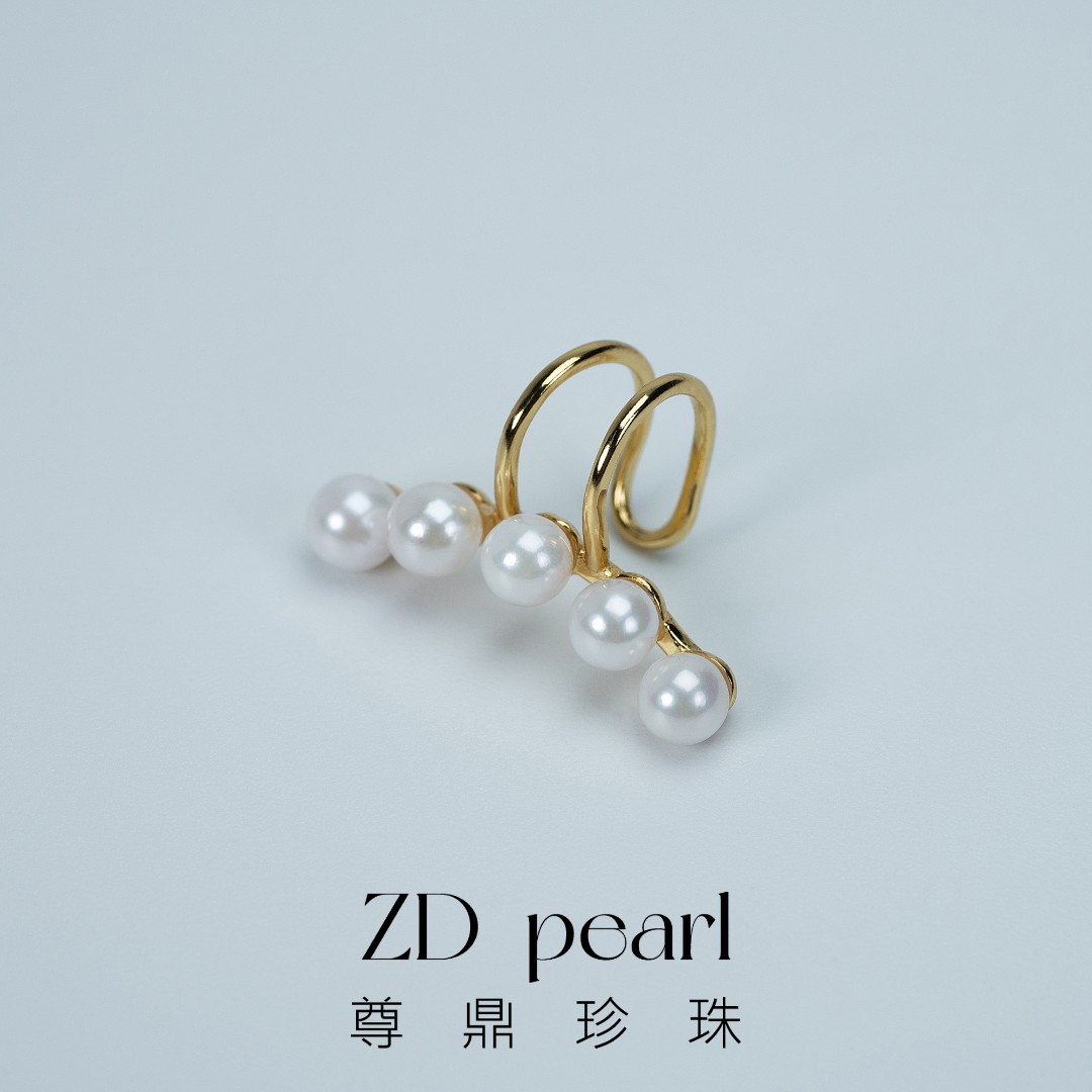 【TNS】尊鼎珍珠-S925银海水珍珠中国南珠白珠akoya耳夹3-4mm