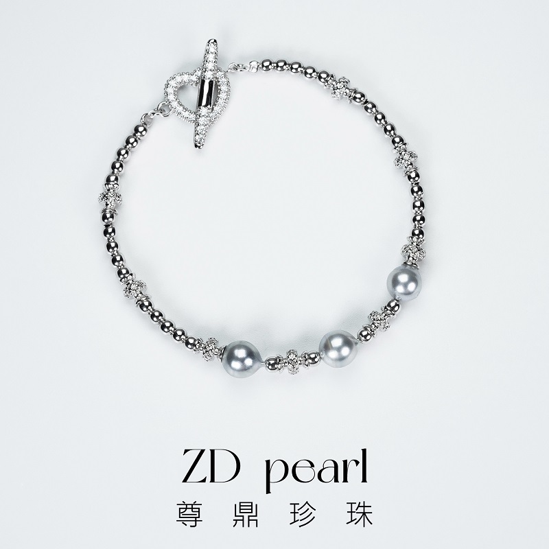 尊鼎珍珠-海水珍珠真多麻色系爱心手链6-7mm  RS