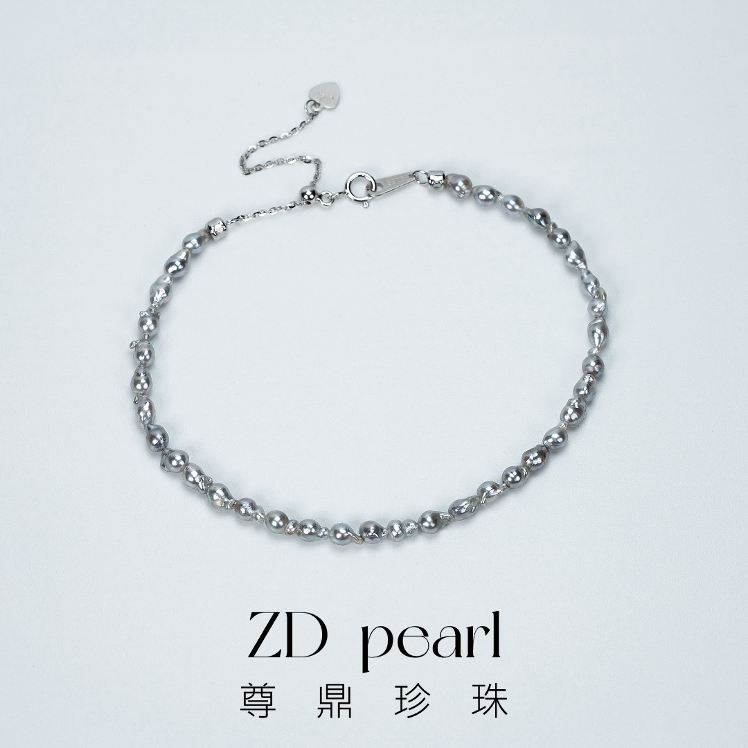 【TNS】尊鼎珍珠-S925银海水珍珠真多麻色系巴洛克手链3-4mm 