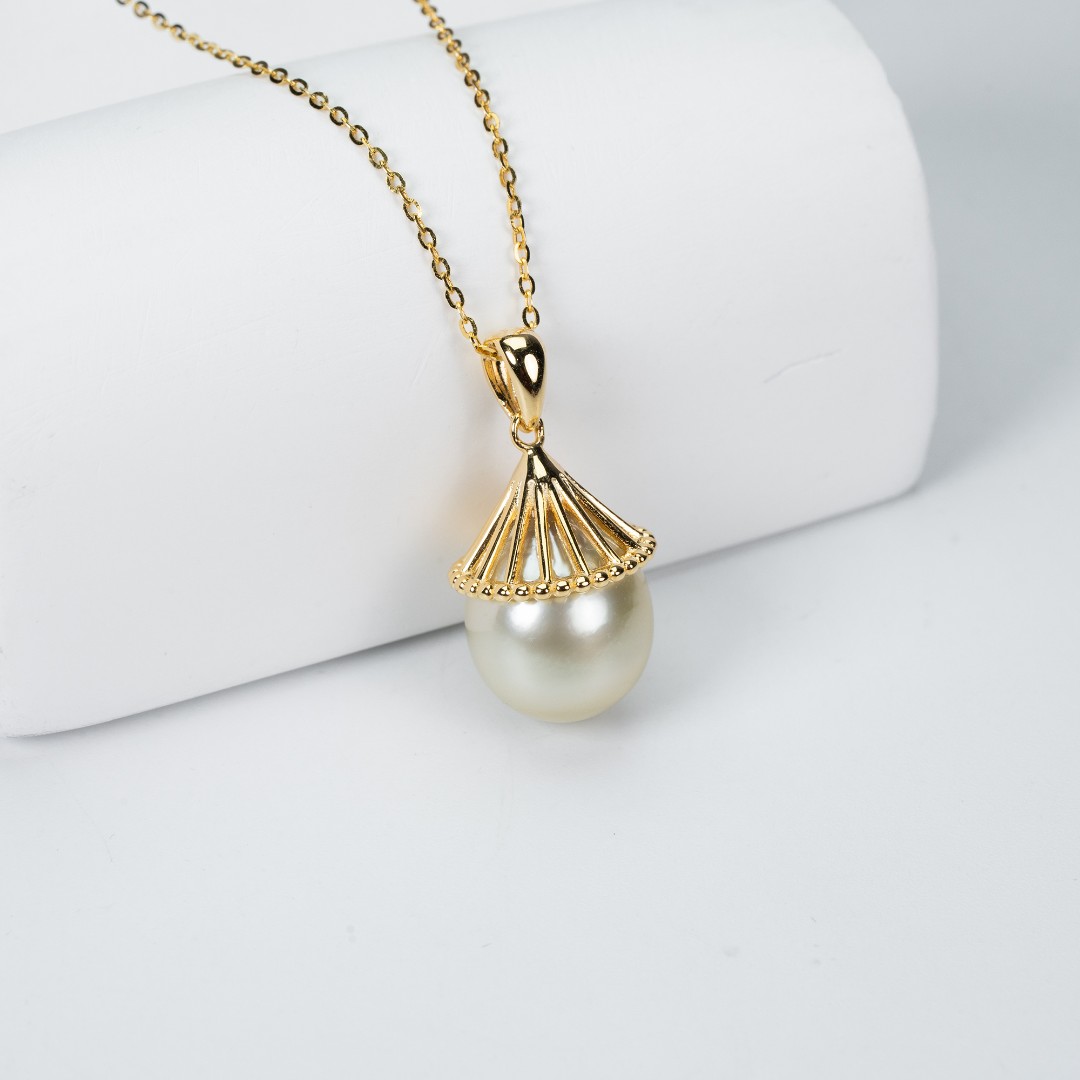 尊鼎珍珠-S925银海水金珠水滴吊坠+珠径11-12mm-Nami孤品