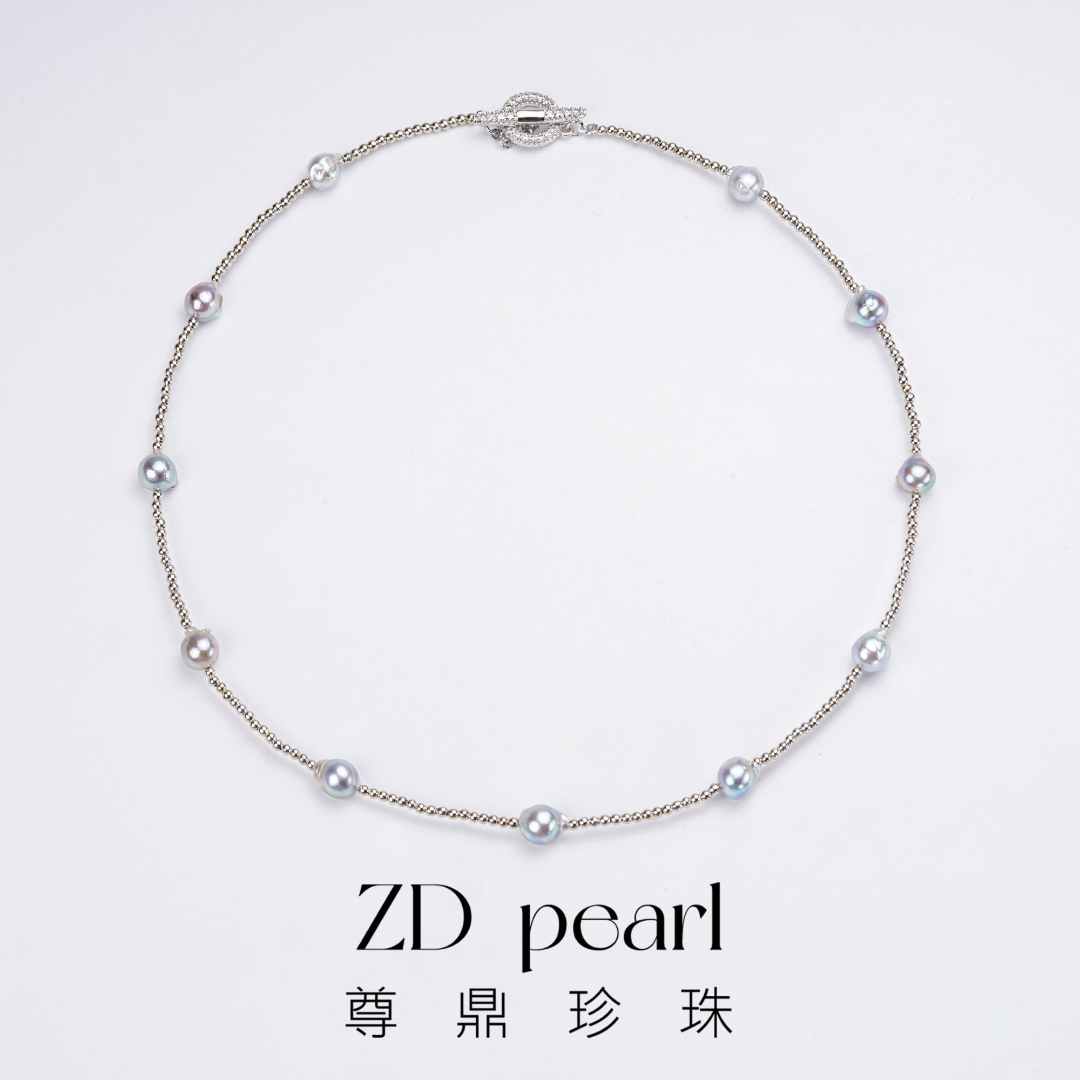 【TNS】尊鼎珍珠-合金海水珍珠真多麻色系项链6-7mm