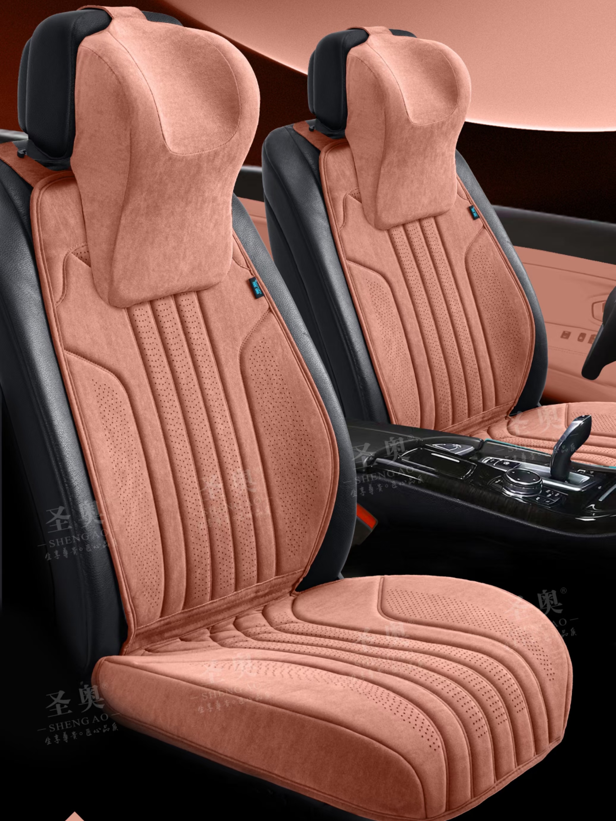 汽车坐垫翻毛皮冬季高档拉慕斯乳胶棉马鞍垫环保无味透气四季座垫