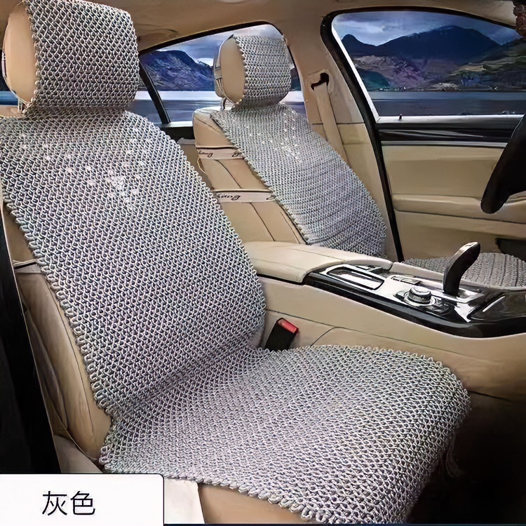 夏季爆款冰丝汽车坐垫透气凉垫小八字机编仿手编汽车座垫五座通用