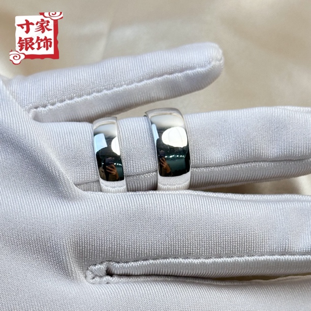 足银银制品 足银999光面戒指（寸家）云南大理戒指简约素圈亮面时尚