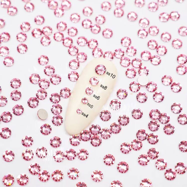 （100颗）春柚美甲饰品网红新款淡粉色平底小号混装迷你号美甲钻