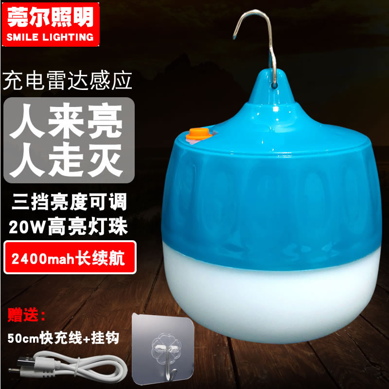充电感应灯楼道楼梯雷达人体感应不插电球泡太阳能智能灯超亮