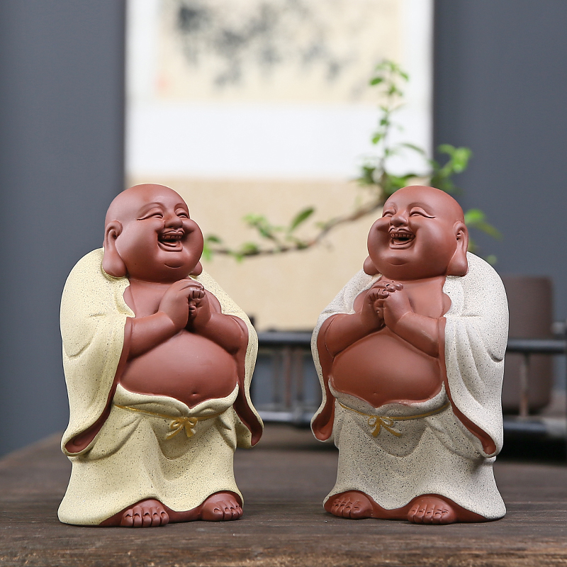 器闵恭喜弥勒紫砂茶宠摆件创意弥勒佛和尚笑佛陶瓷茶具个性茶桌摆
