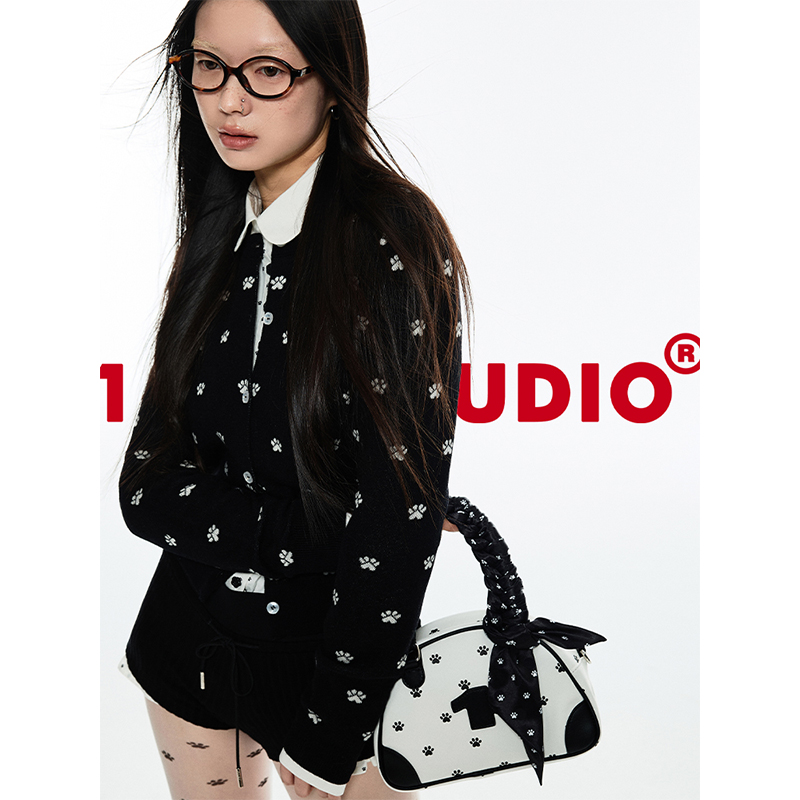 1JINN STUDIO 原创设计时尚百搭猫抓针织开衫