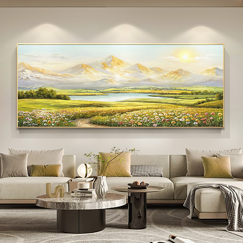 客厅装饰画金山聚宝盆山水画风景油画现代轻奢深圳装饰画挂画大气