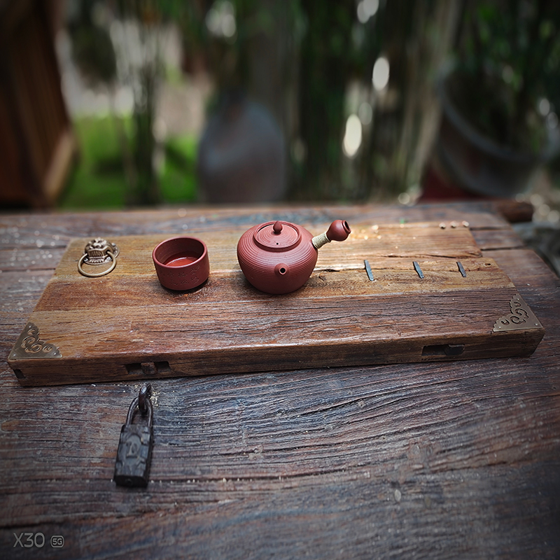 老榆木茶盘实木家用原木茶托盘功夫茶台长方形茶海风化木简约茶托