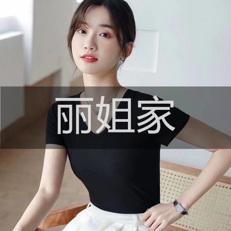 网红显瘦气质时尚休闲夏季圆领半袖修身百搭t恤