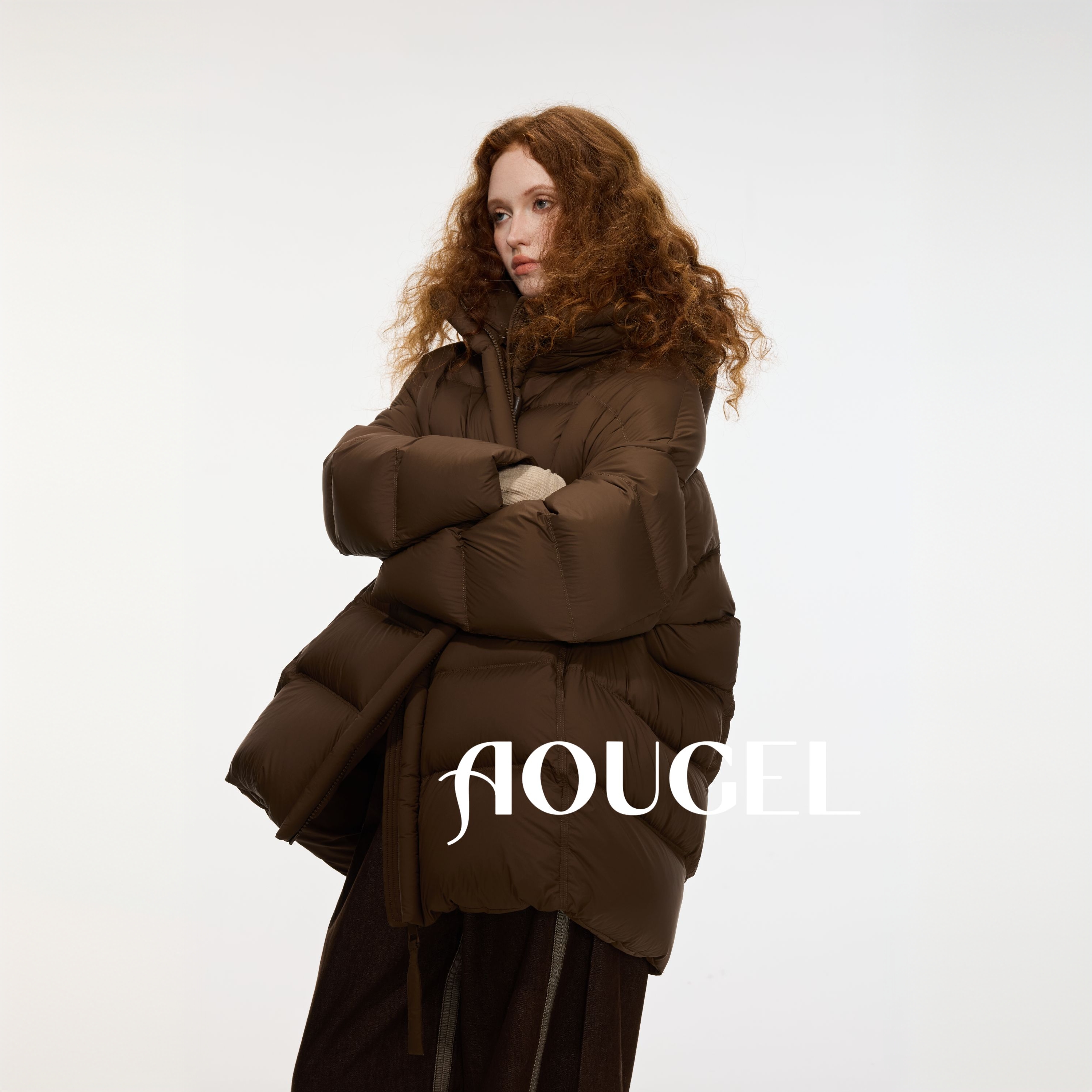 AOUGEL 冬季龟背廓形设计师90白鸭绒加厚保暖羽绒服