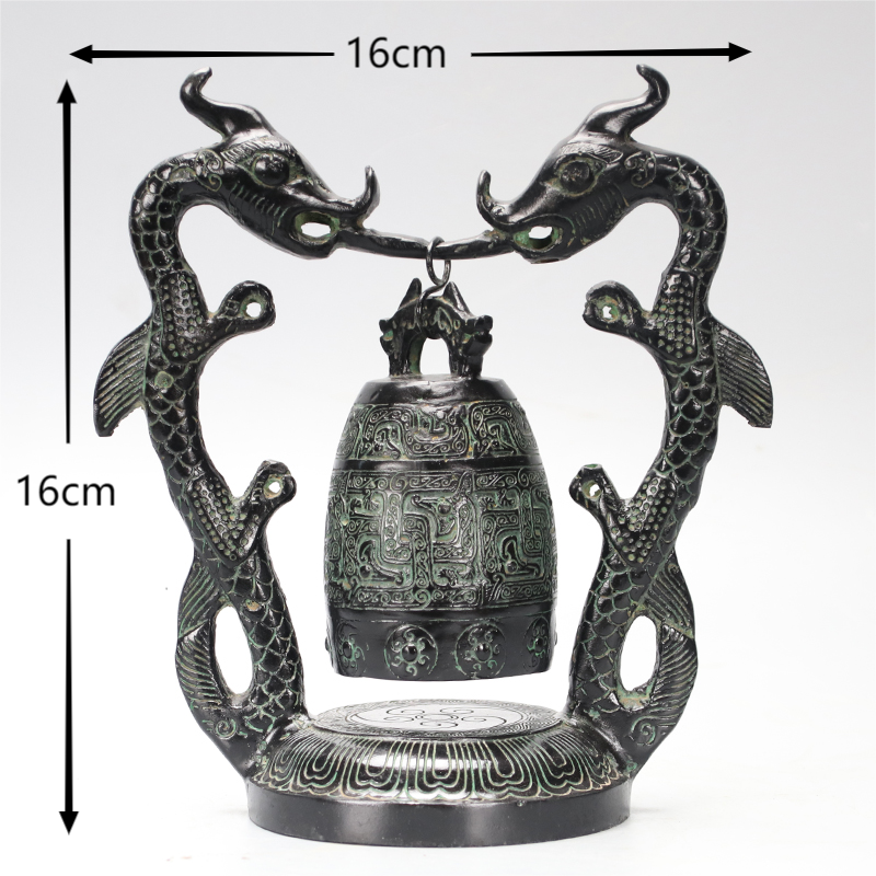 周鼎仿古青铜器 双龙钟摆件 单编钟 乐器模型 工艺品