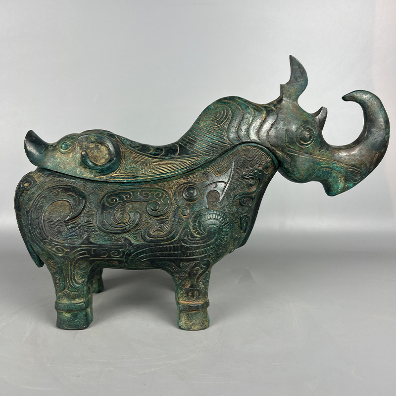 【仿古犀牛尊】周鼎青铜器仿古铜犀牛摆件纯铜办公室电视柜装饰品