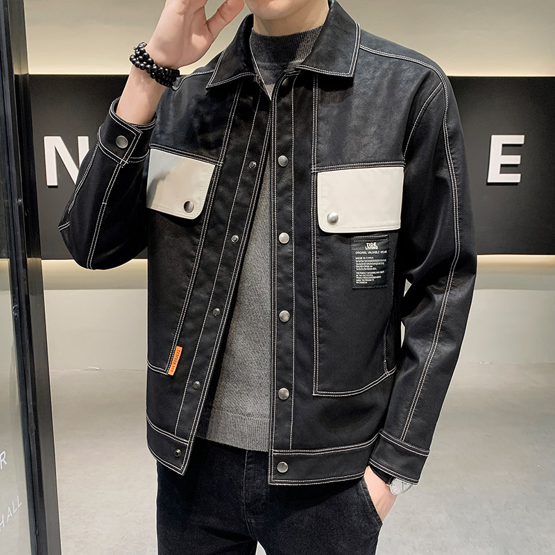 夹克男士2023新款春季痞帅上衣服春秋款男生潮牌宽松休闲工装外套