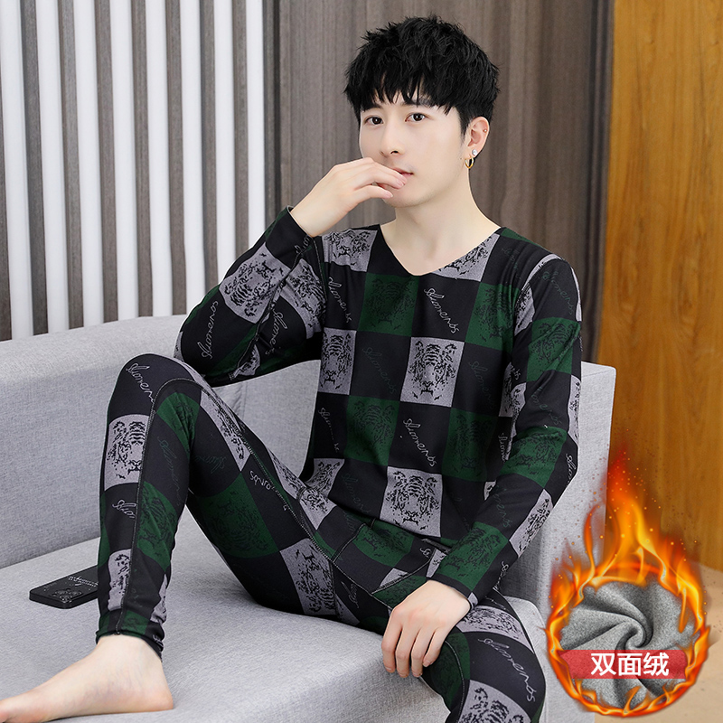 30-50岁中青年男士德绒无痕保暖内衣套装秋冬修身秋衣秋裤19917