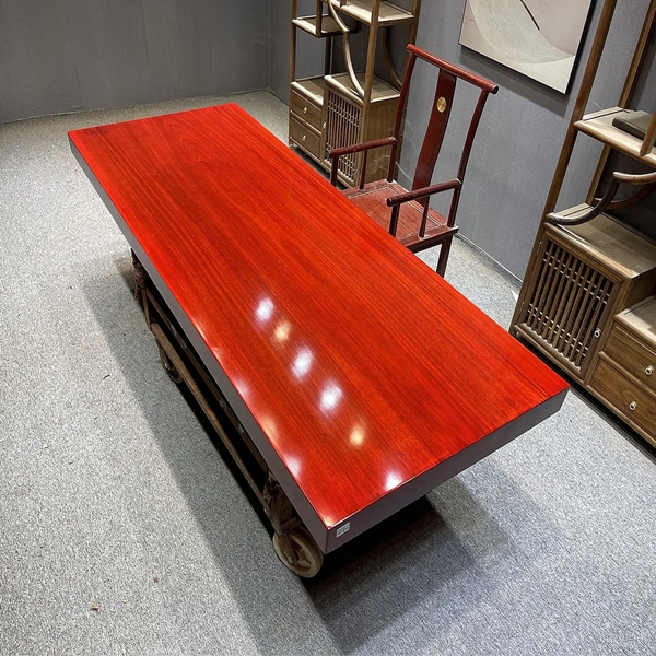 原木切整板巴花黑檀胡桃木实木大板茶桌办公桌整体会议桌加厚多层