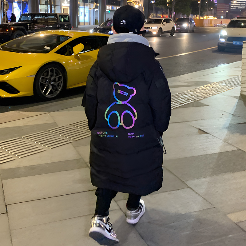 巴拉童年儿童羽绒服男童中长款2024新款冬季男中大童加厚保暖外套