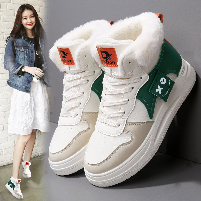 安踏神行高帮莆田大棉鞋女2023冬季爆款加绒板鞋防滑运动小白鞋大