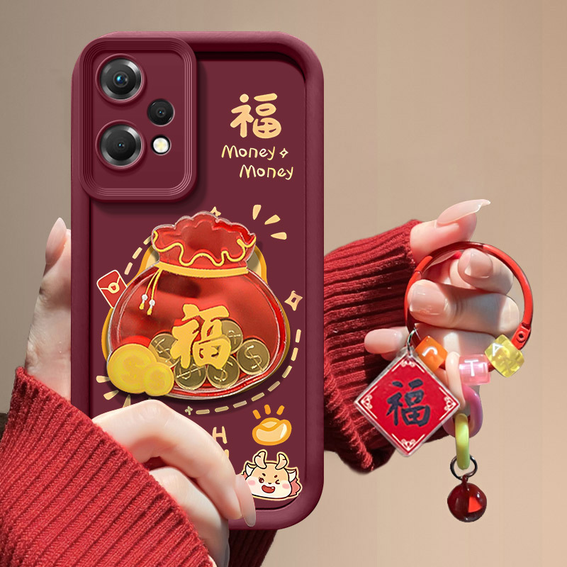 金币福袋OPPOK10x手机壳龙年国潮红色喜庆中国风肤感防摔软壳全包