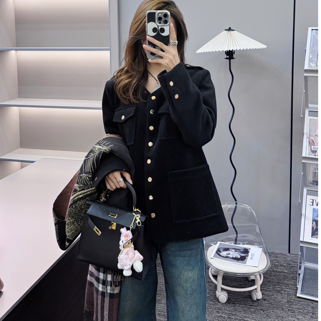 2025秋冬重工金属纽扣口袋小香外套V1099