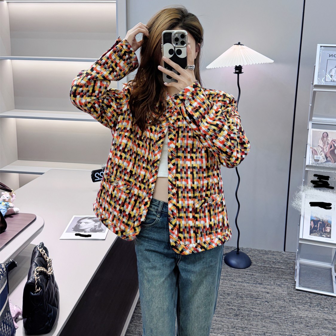 2025秋冬新款午后巴黎撞色小香外套V1034