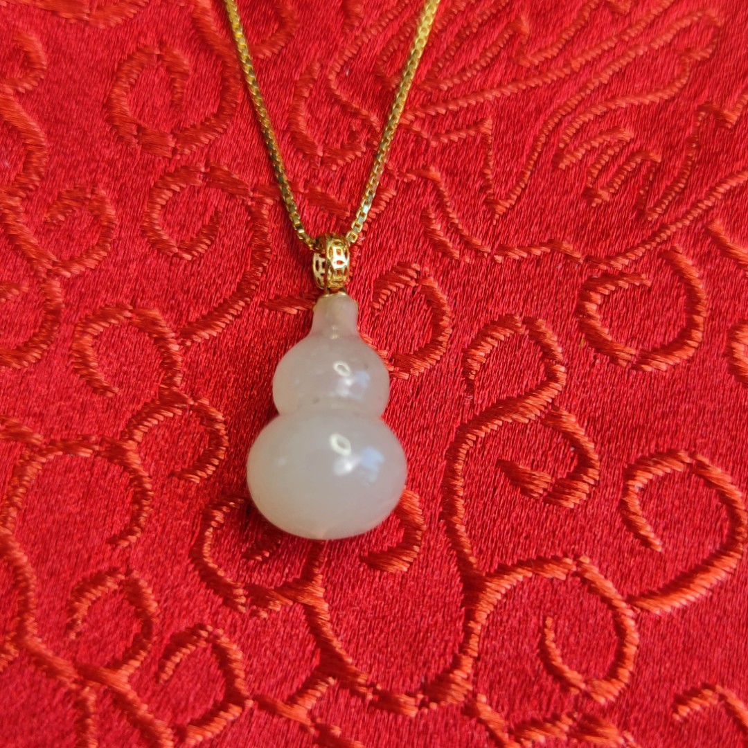 葫芦和田白玉吊坠项链新疆天然冰种料大师工艺气质轻奢珠宝店铺