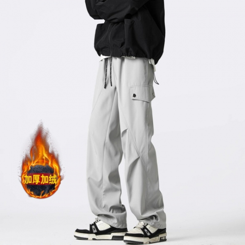 百搭休闲裤男宽松加绒加厚直筒休闲裤潮男裤子百搭ins港风潮男裤
