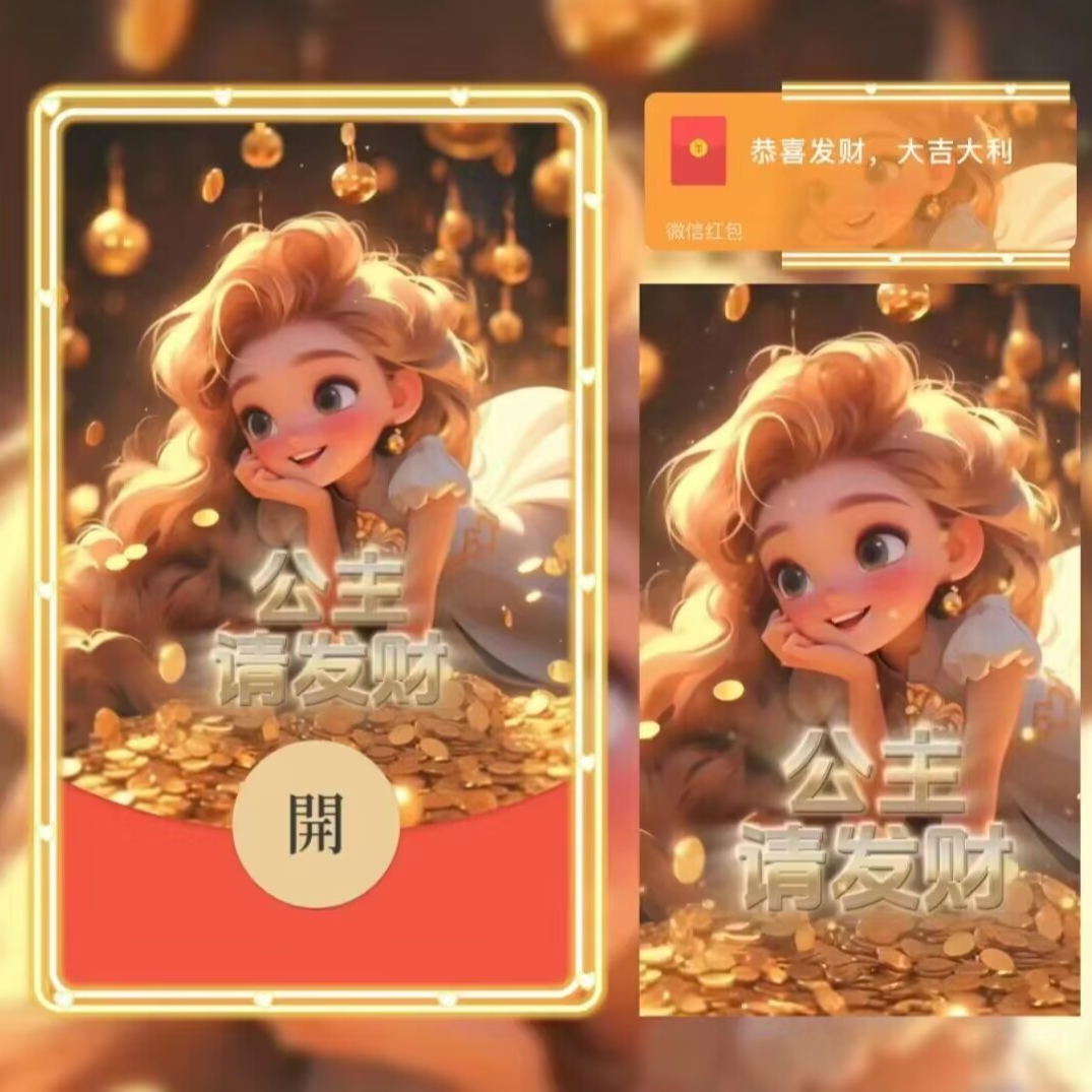 公主请暴富动态红包封面音效2024年暴富创意新款红包皮肤
