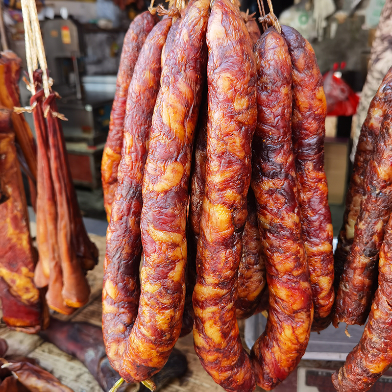 四川巴中特产柏树丫柴火烟熏腊肠农家手工自制麻辣五香广味香肠