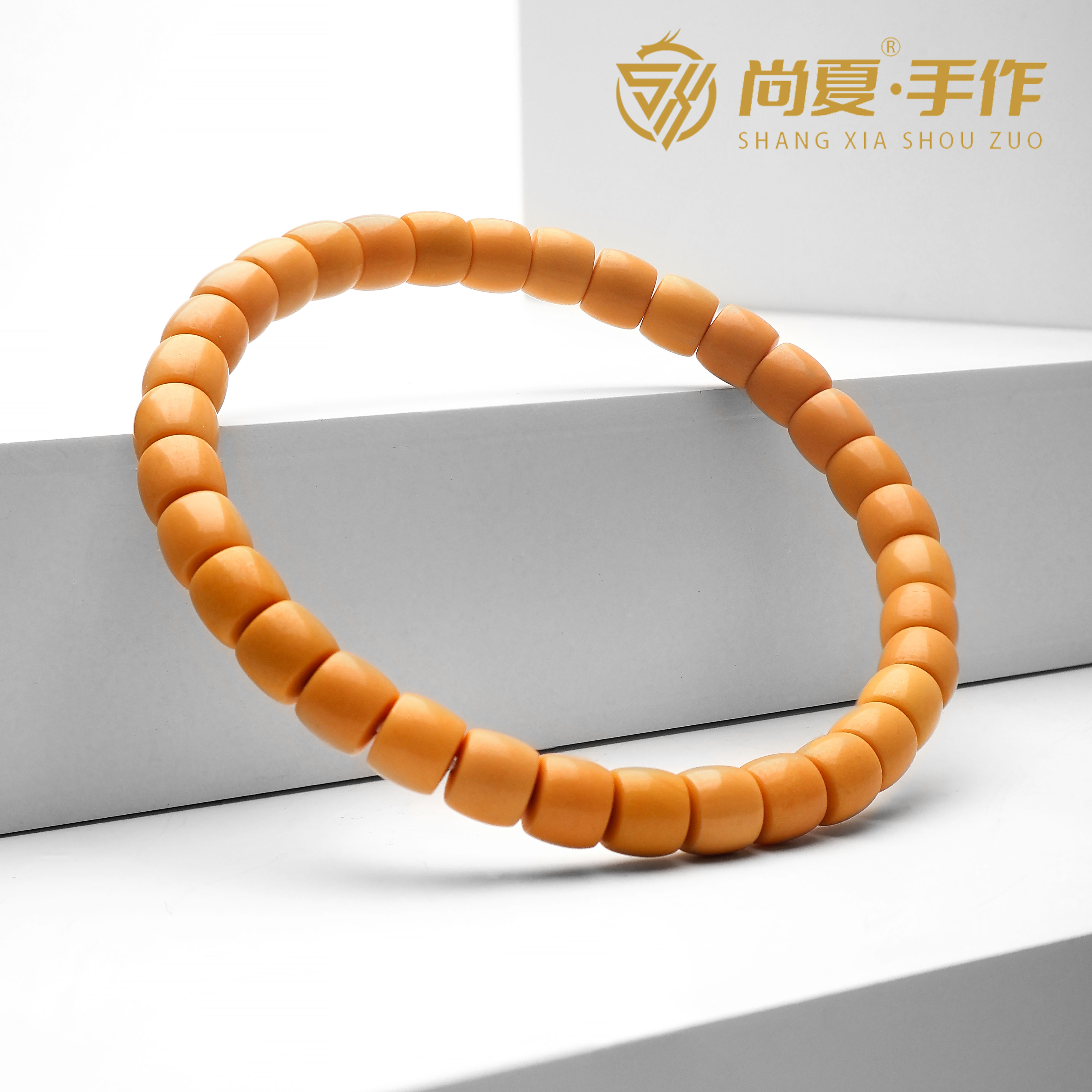尚夏【团圆】6.4MM天然缅甸黄龙玉直切手串时尚百搭款LT013