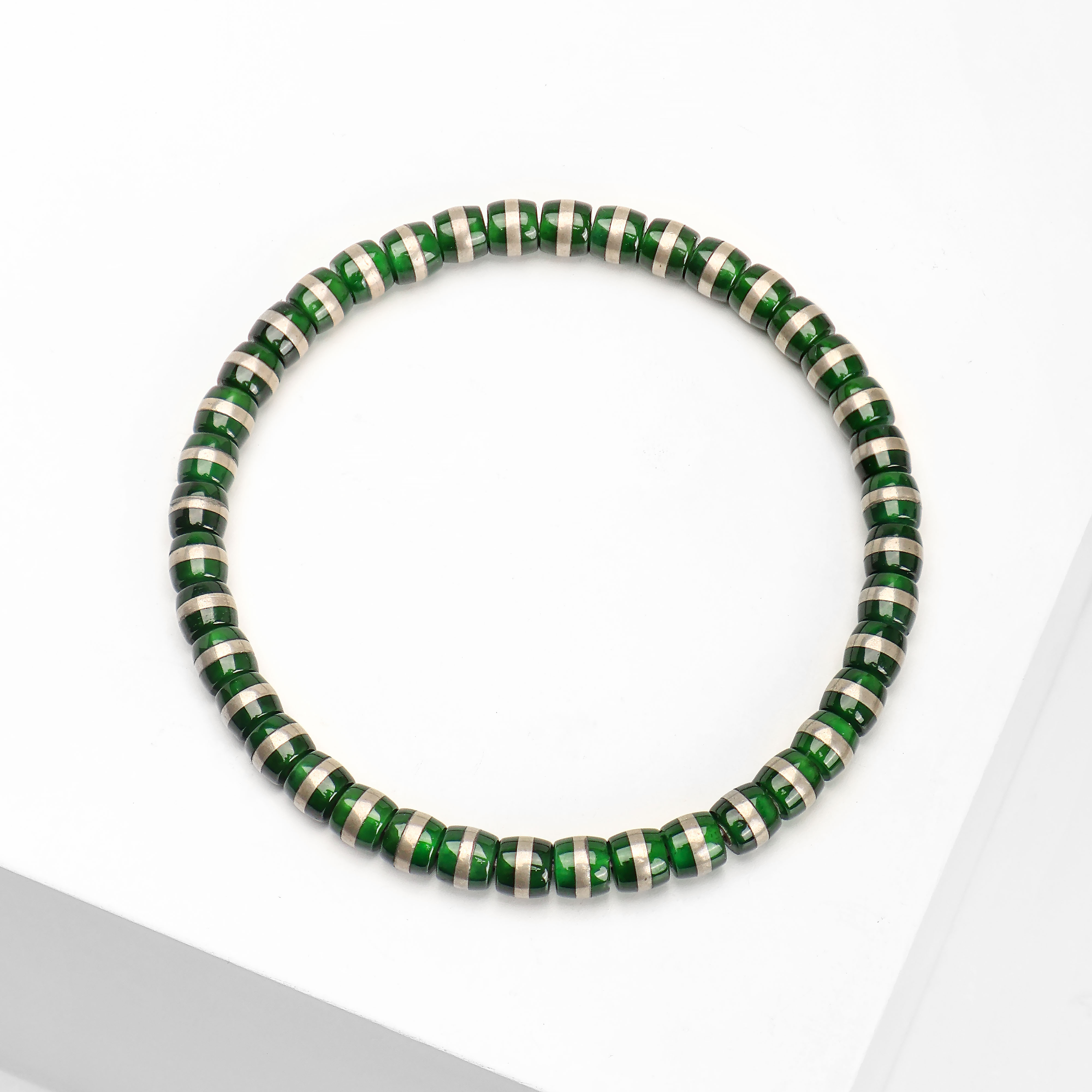 尚夏【翡系列】5MM天然危料A货翡翠帝王绿精工手串