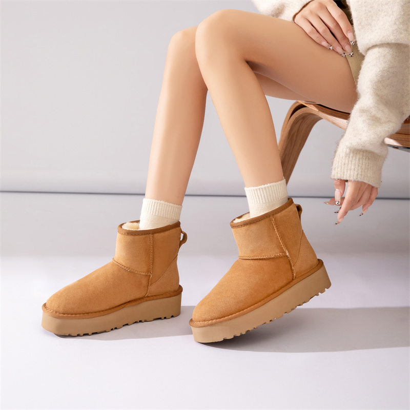 【厚底低筒经典】加厚增高羊皮毛一体雪地靴女士时尚百搭短筒保暖