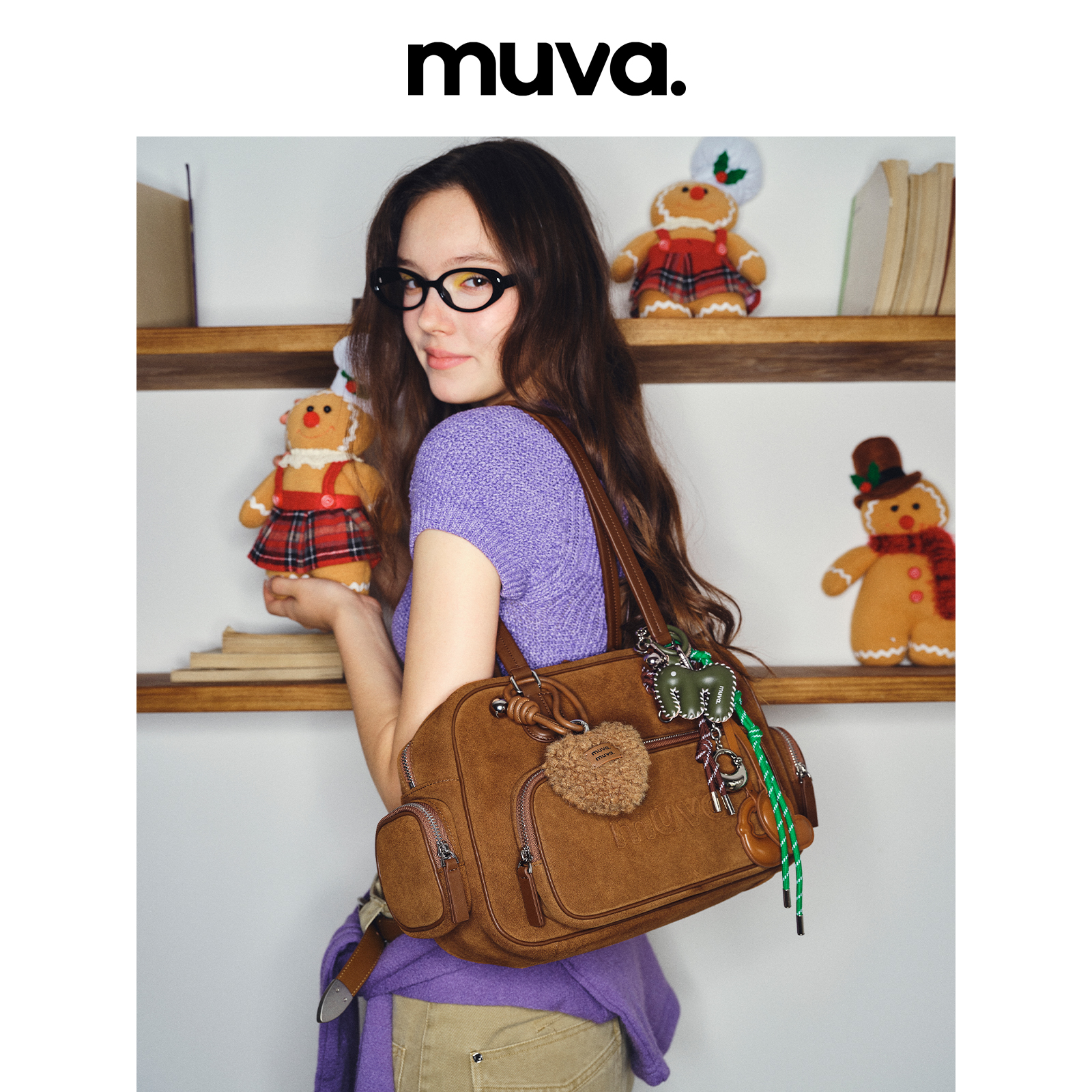 MUVAMUVA多口袋保龄球包大容量单肩腋下包包手提2024新款zb