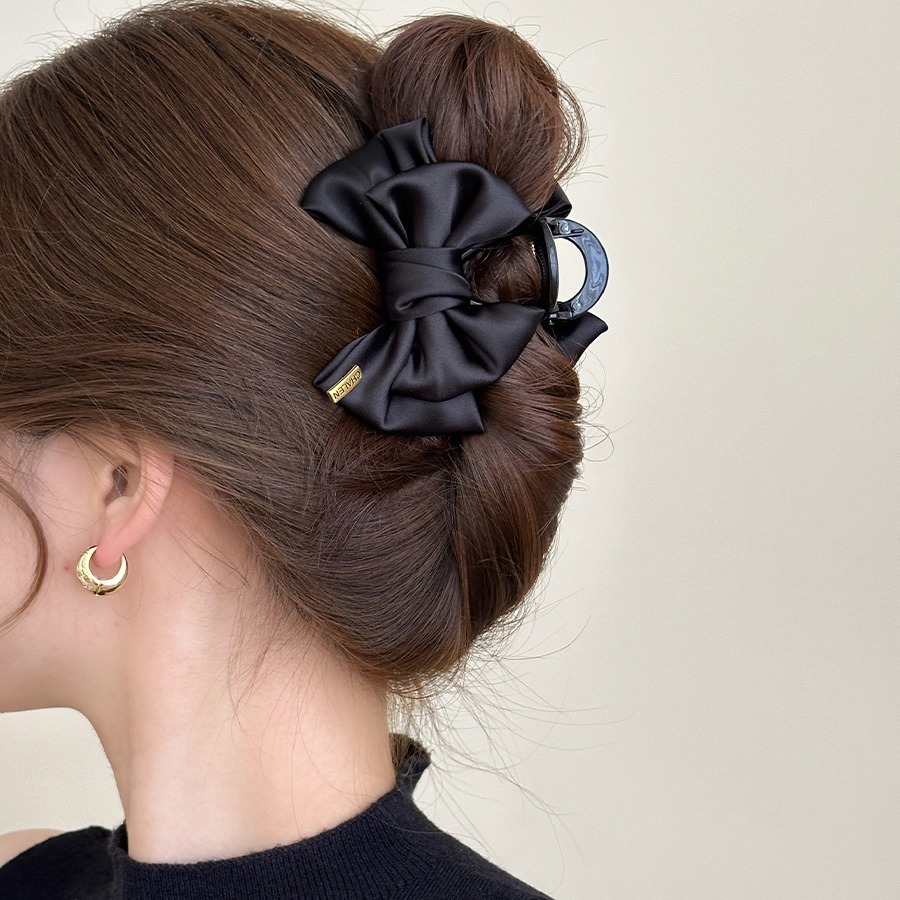 人气爆款-5！黑色蝴蝶结抓夹大号后脑勺盘发夹子鲨鱼夹发量大高级