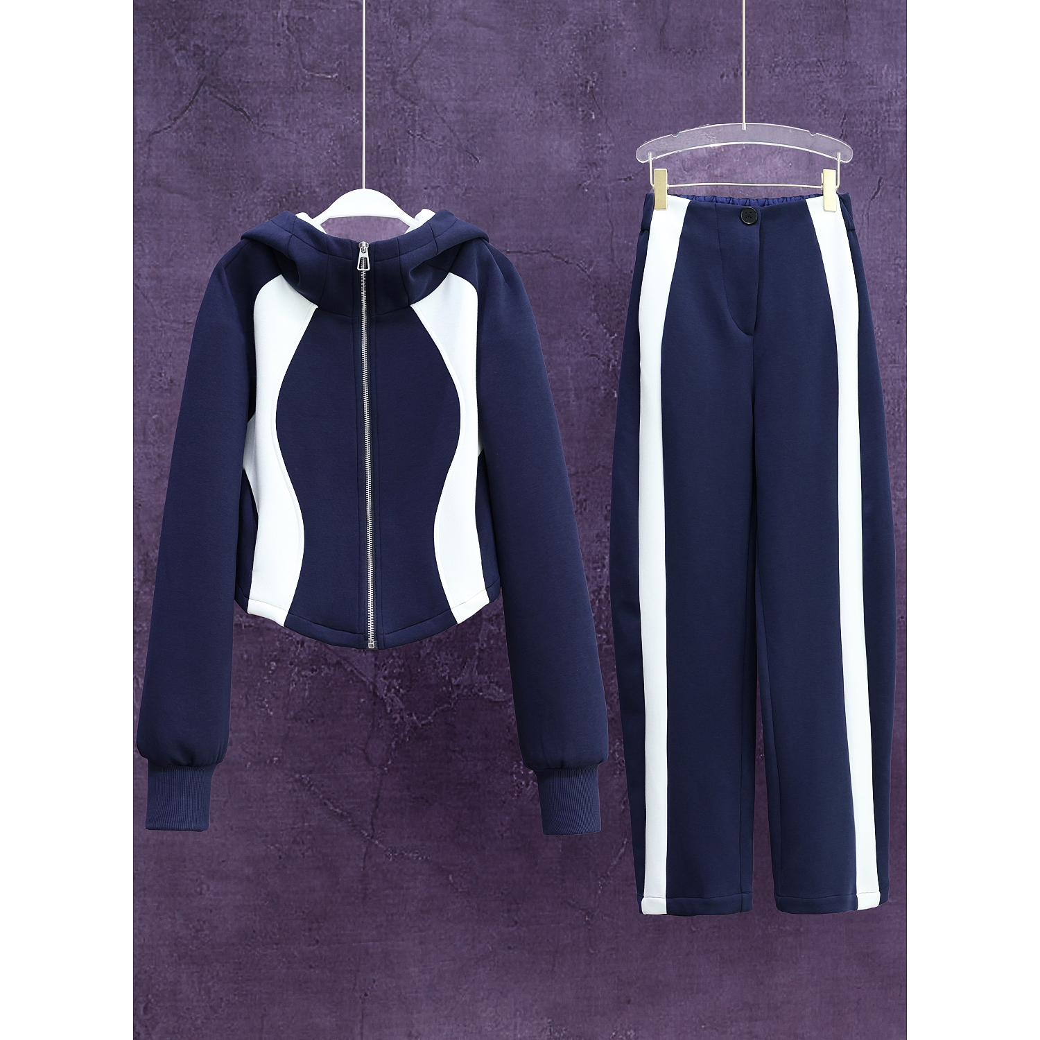 【LIANG哥定制】2024春季磨毛加厚时尚潮流感简约显瘦百搭套装/2066