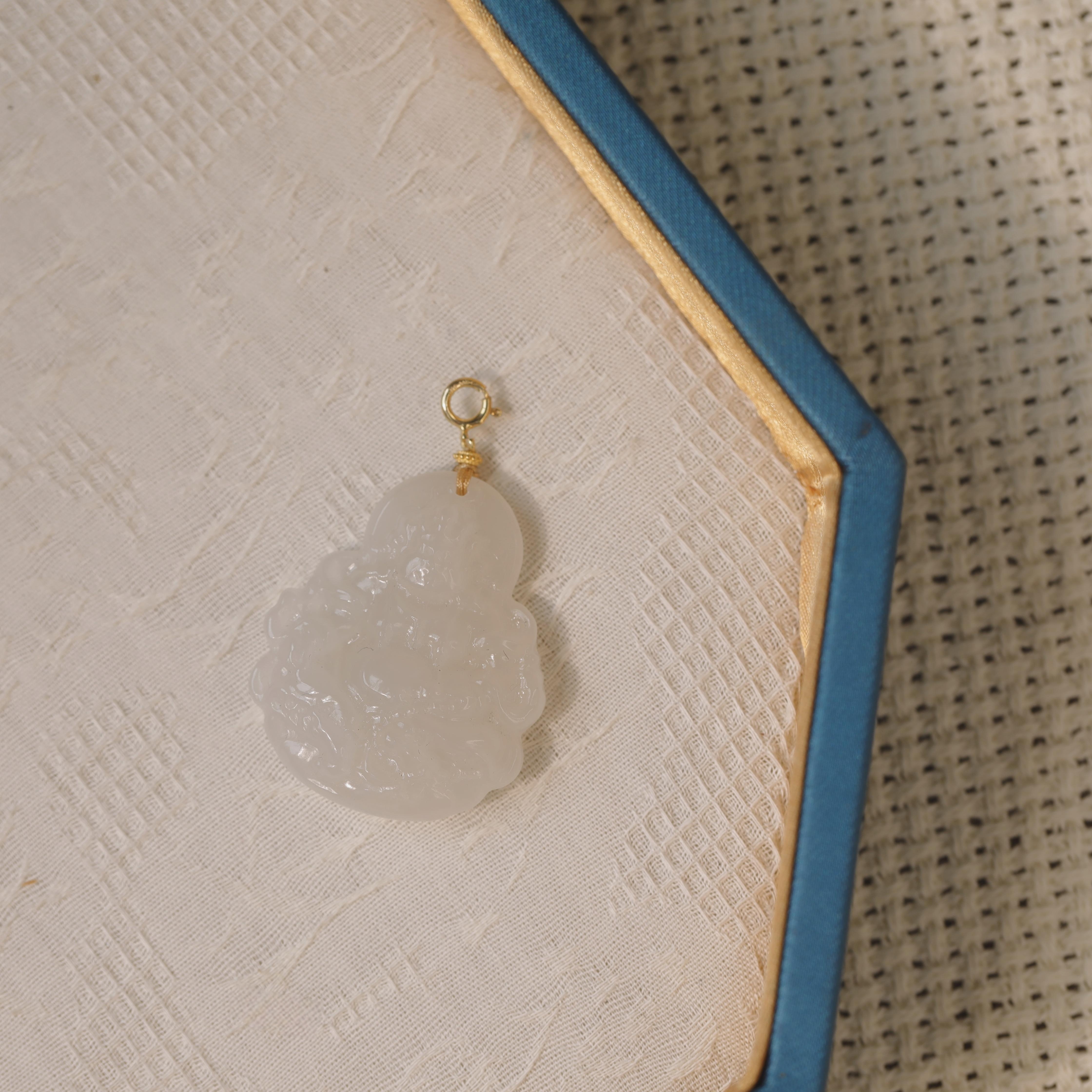 麦麦【群星2】天然和田玉羊脂 +18K金扣头 黄cc 吊坠 多样性发货