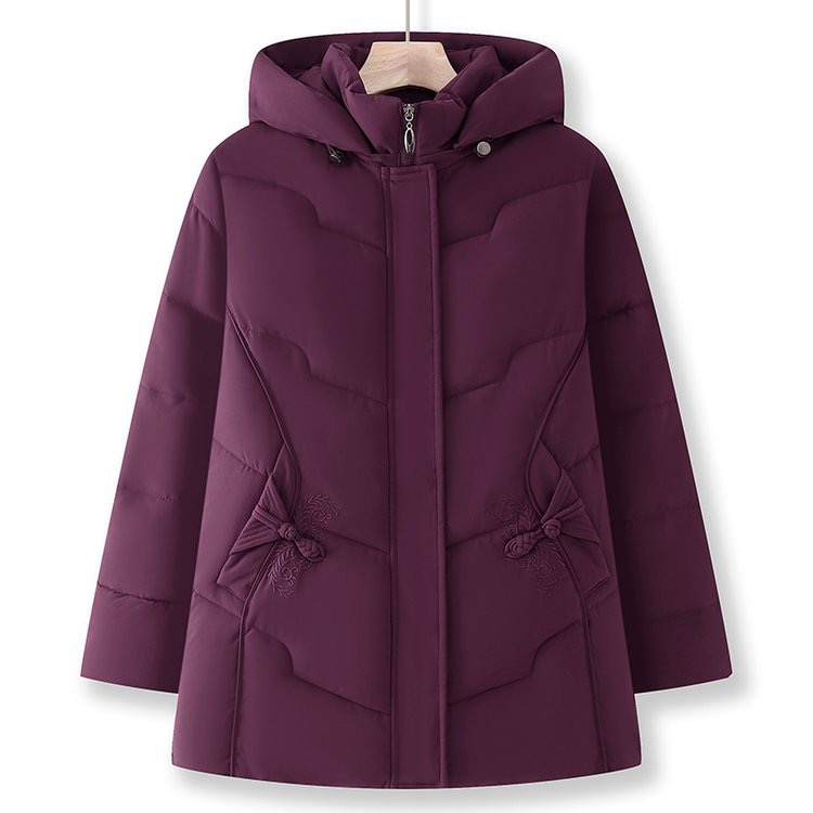 妈妈装棉服冬季中老年加厚连帽棉衣奶奶保暖洋气外套衣服冬装大码