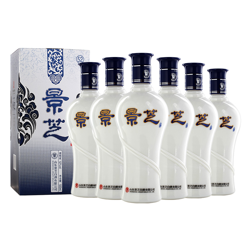 景芝52度景芝青花浓香型白酒礼盒装高档高度送礼自饮52度500ml