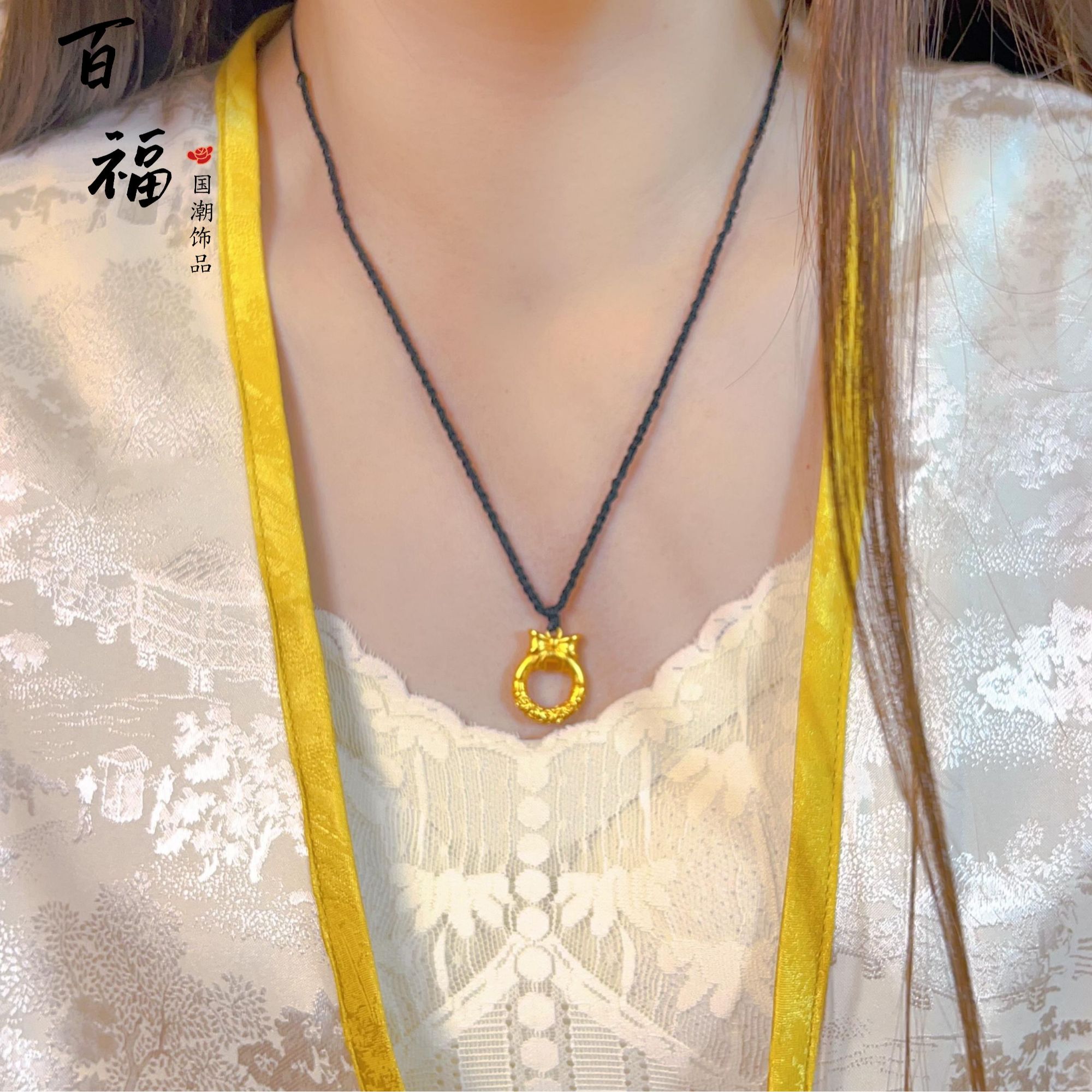 合金吊坠 【精工版】在逃公主平安扣项链甜美编绳吊坠女金色挂坠